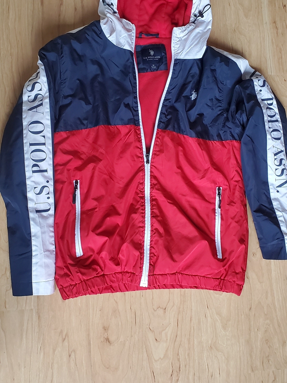 U.S. Polo Assn. Red, Navy & White Colorblock Windbreaker